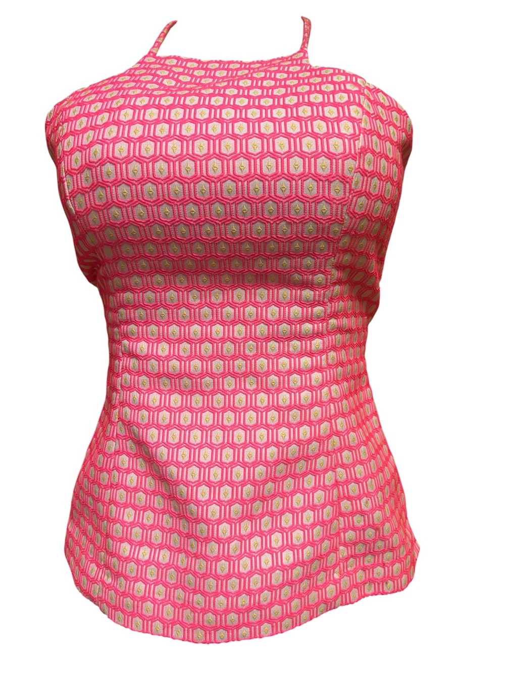 LILLY PULITZER High Neck Hexagon Textured Print Top